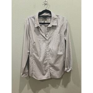 Worthington White with Black Stripes Long Sleeved Collared Women's Shirt Size 18